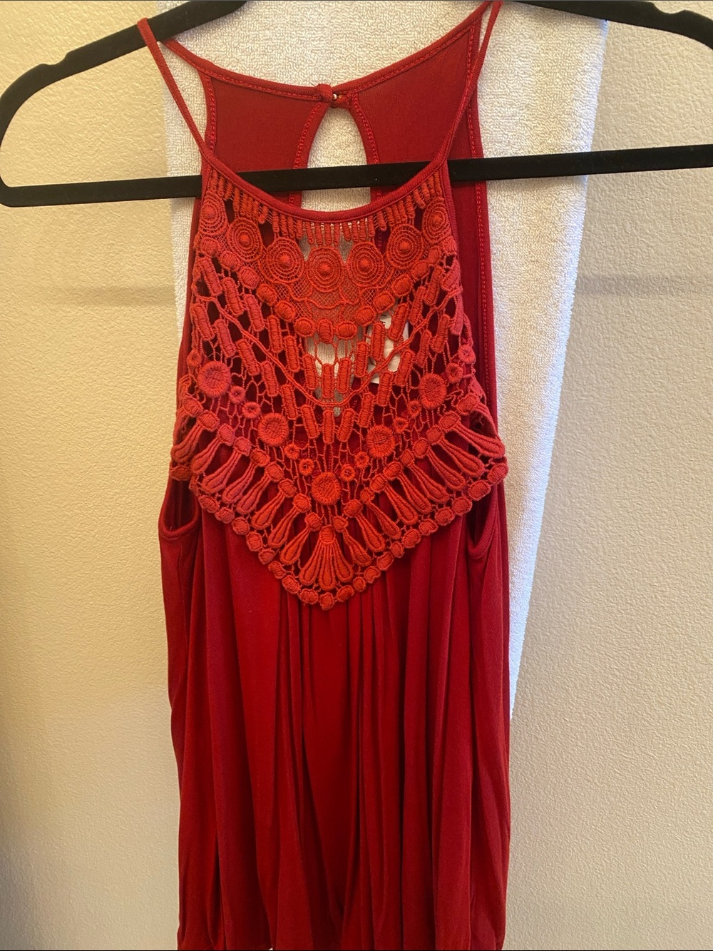 Red Crochet Front Tank Dress CY Fashion